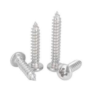 Stainless Steel Round Head Phillips Self-Tapping Screws | Sharp Point Metal/Wood Threaded Fasteners for DIY & Construction