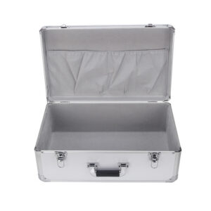 Aluminum Multi-Purpose Storage Case with Inner Pockets - Durable Metal Briefcase for Documents, Tools & Professional Use (Silver)